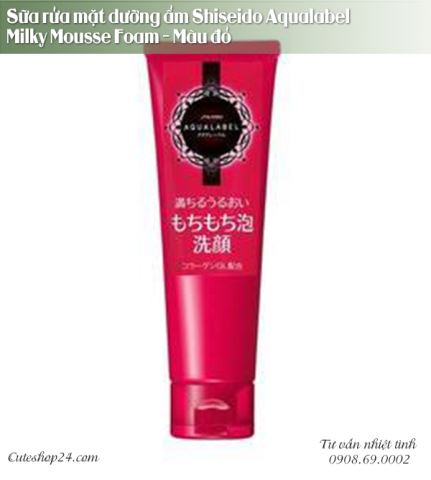 Sữa rửa mặt dưỡng ẩm Shiseido Aqualabel  Milky Mousse Foam - Màu đỏ