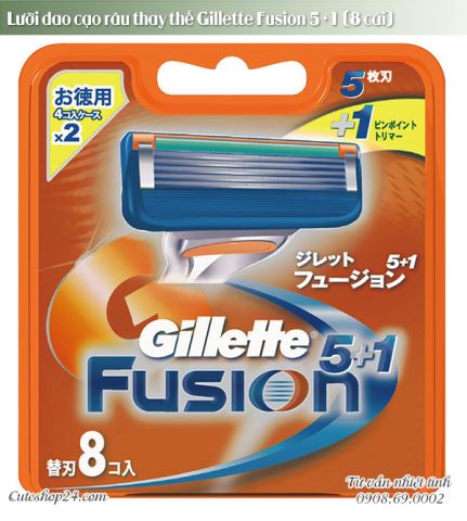 Lưỡi dao cạo râu thay thế Gillette Fusion 5 + 1 (8 cái)