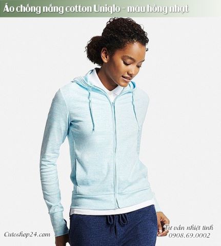 Áo chống nắng cotton Uniqlo - màu xanh nhạt (size SML)